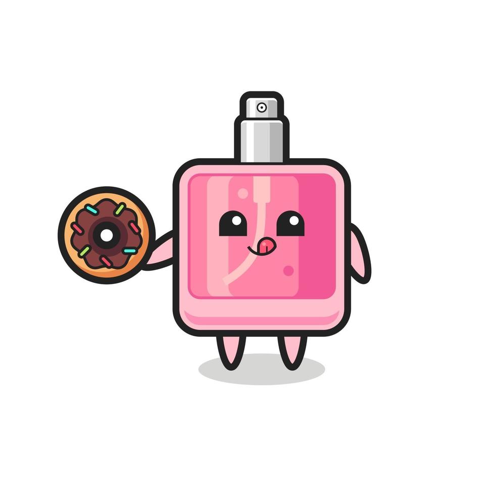 ilustración de un personaje de perfume comiendo una rosquilla vector