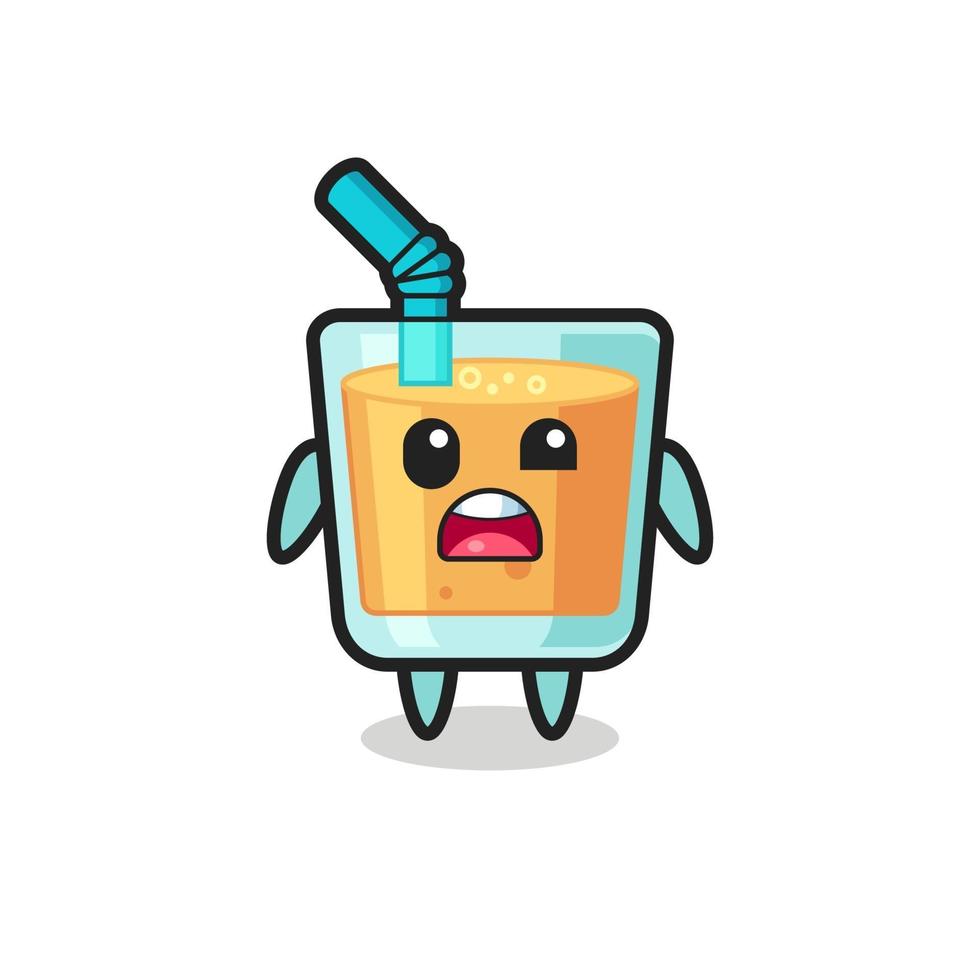 the shocked face of the cute orange juice mascot vector