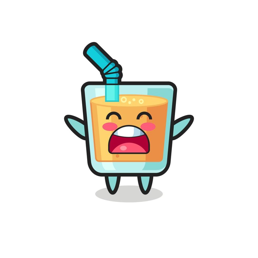 cute orange juice mascot with a yawn expression vector