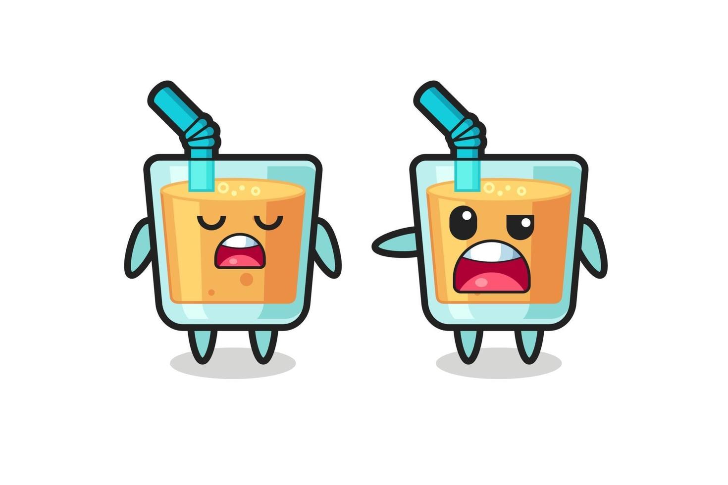 illustration of the argue between two cute orange juice characters vector