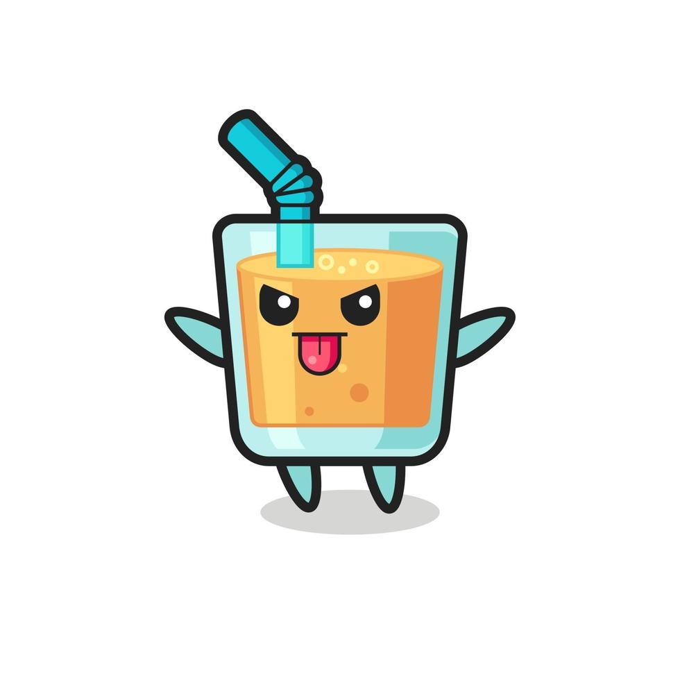 naughty orange juice character in mocking pose vector