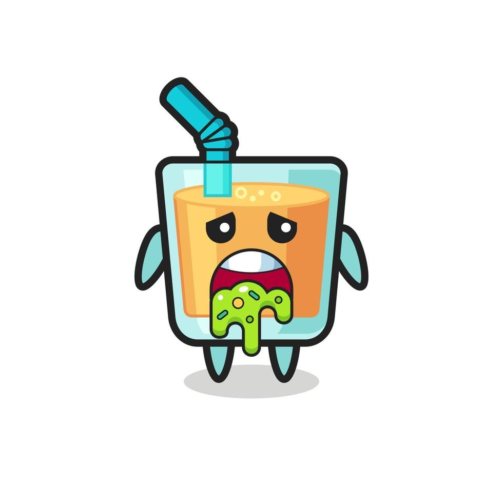 the cute orange juice character with puke vector