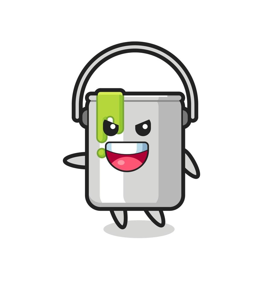 paint tin cartoon with very excited pose vector