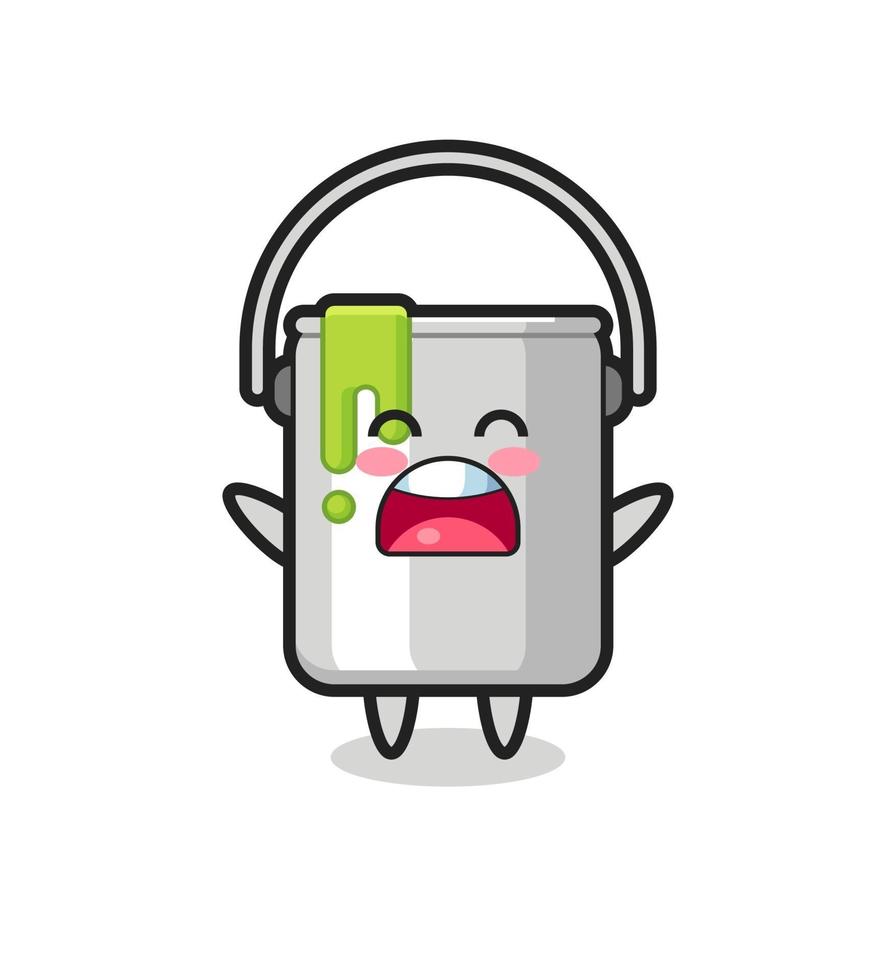 cute paint tin mascot with a yawn expression vector