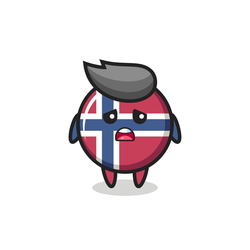 disappointed expression of the norway flag badge cartoon vector