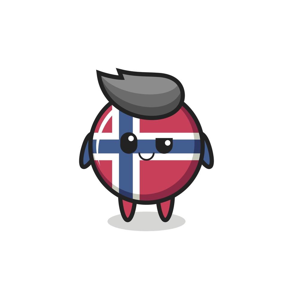 norway flag badge cartoon with an arrogant expression vector