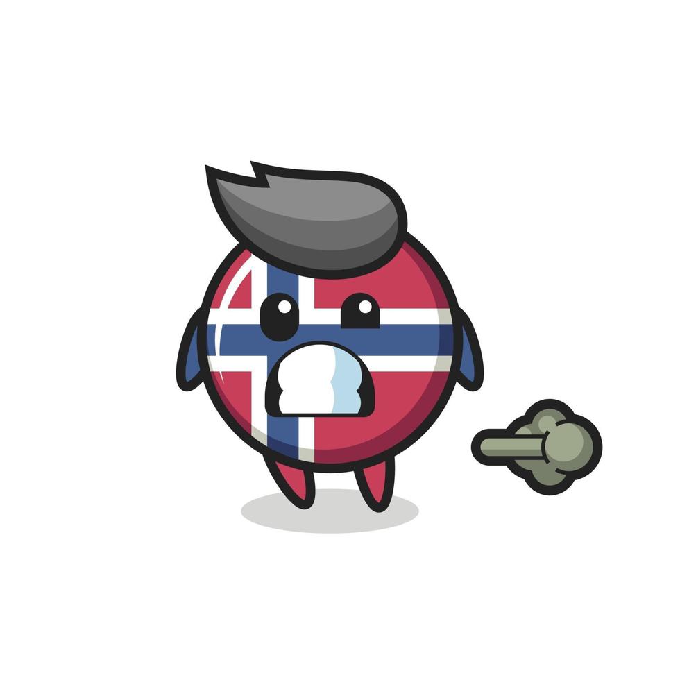 the illustration of the norway flag badge cartoon doing fart vector