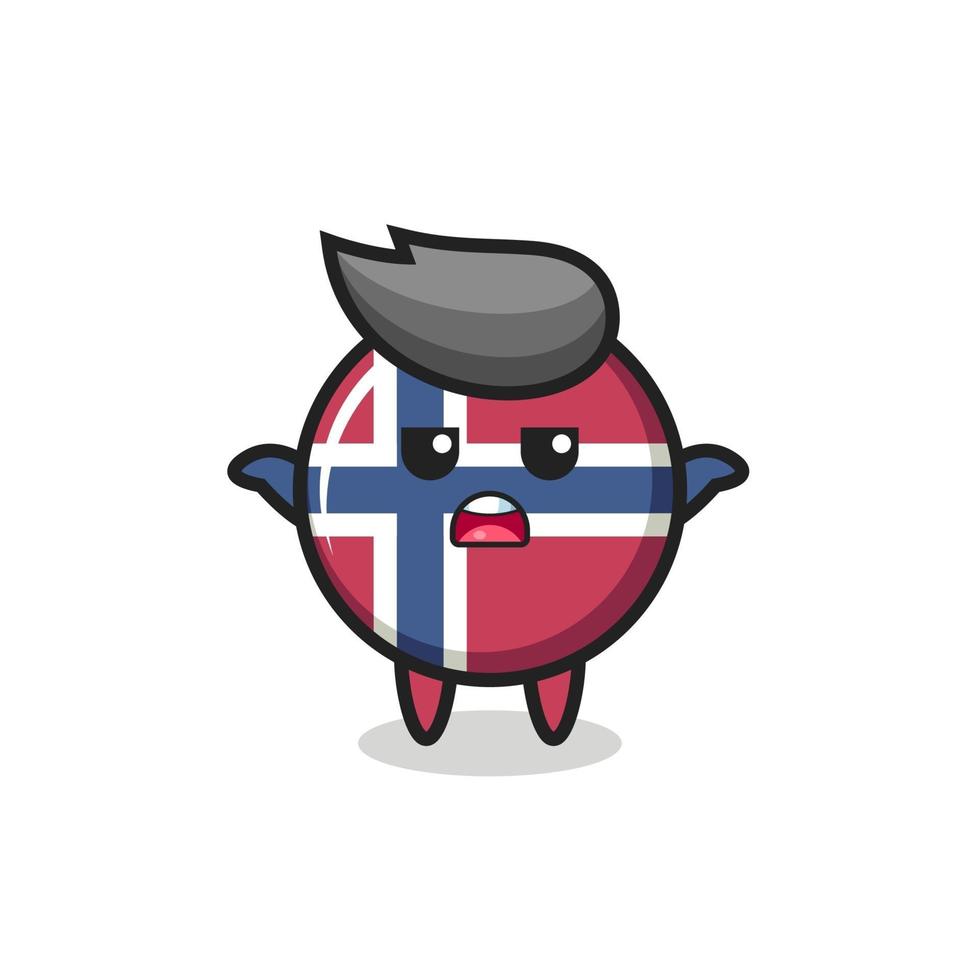 norway flag badge mascot character saying I do not know vector