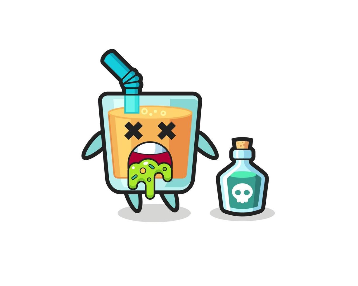 Ilustración de un personaje de jugo de naranja que vomita debido a una intoxicación vector