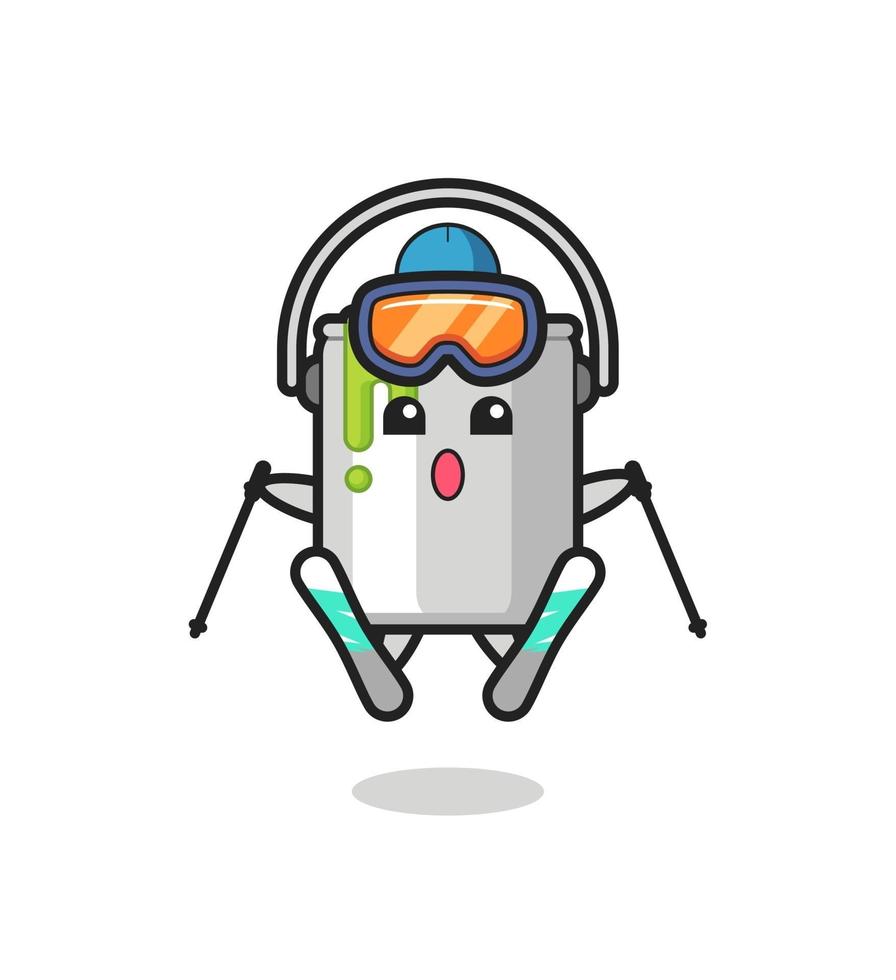paint tin mascot character as a ski player vector