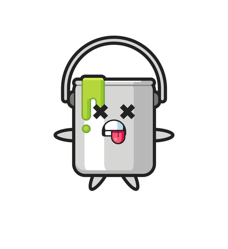 character of the cute paint tin with dead pose vector