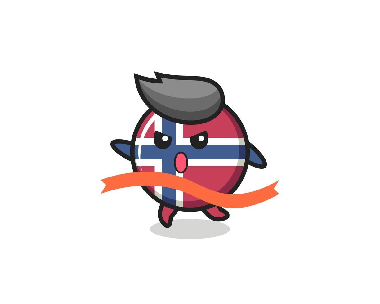 cute norway flag badge illustration is reaching the finish vector