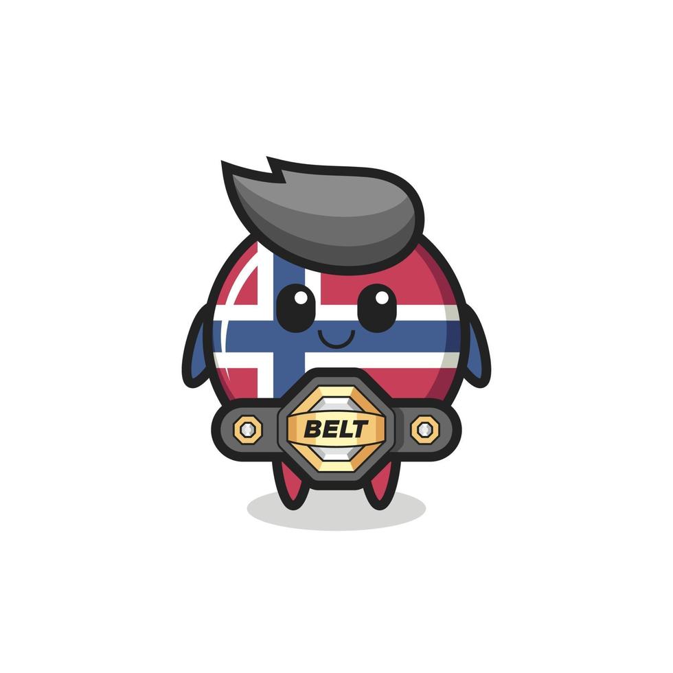 the MMA fighter norway flag badge mascot with a belt vector