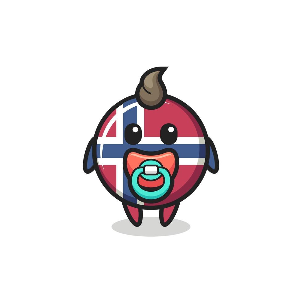 baby norway flag badge cartoon character with pacifier vector