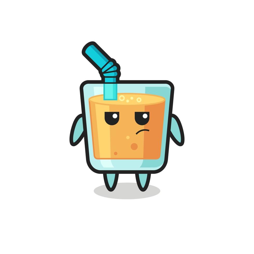 cute orange juice character with suspicious expression vector