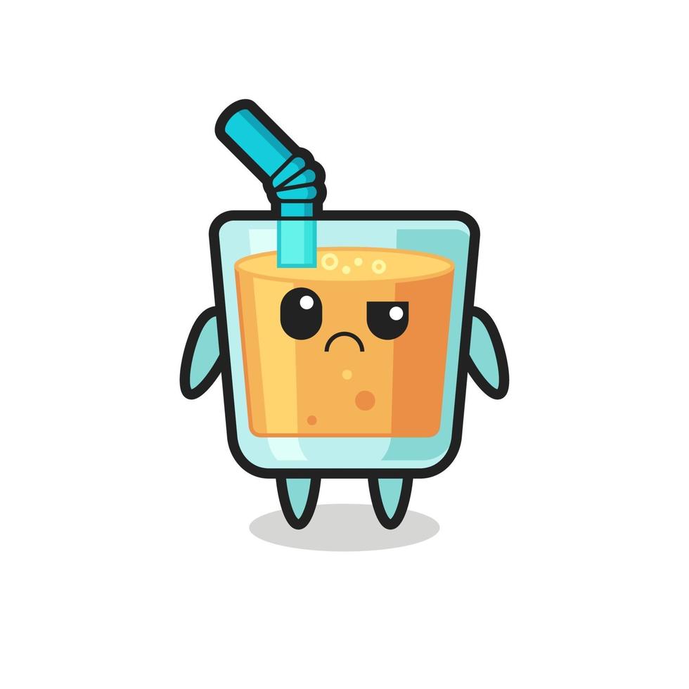 the mascot of the orange juice with sceptical face vector