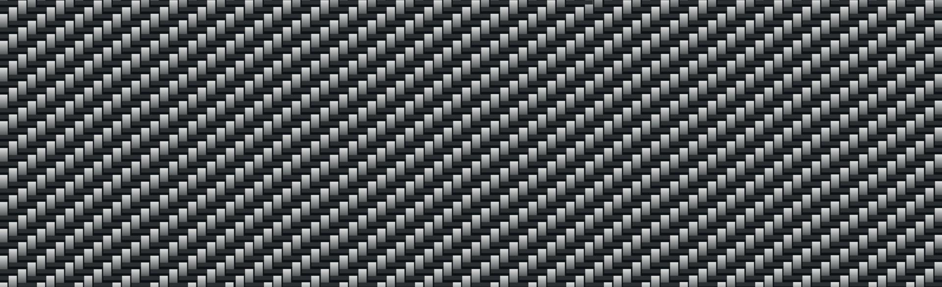 textura panorámica de fibra de carbono negra y gris vector
