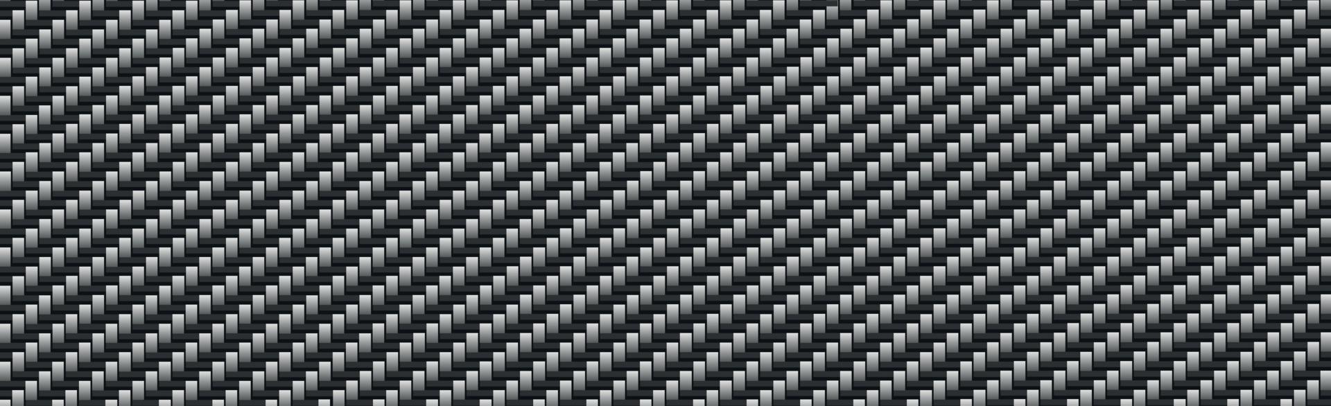 Panoramic texture of black and gray carbon fiber vector