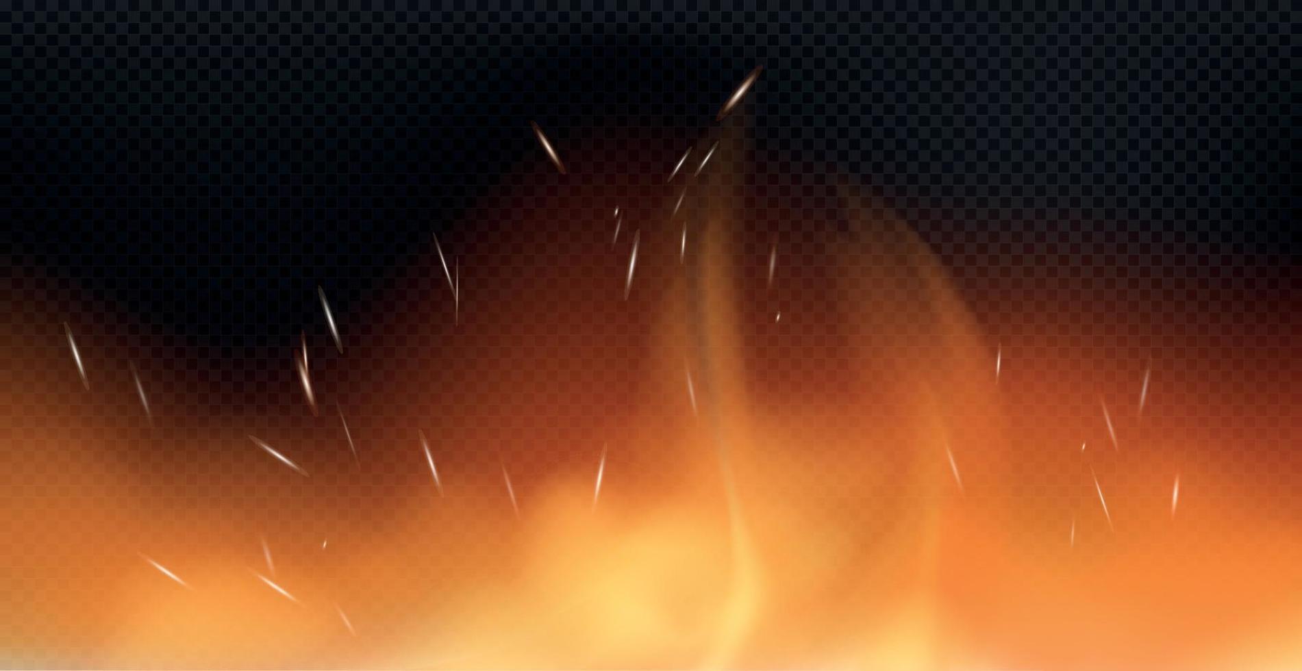 Realistic fire on a dark background - Vector