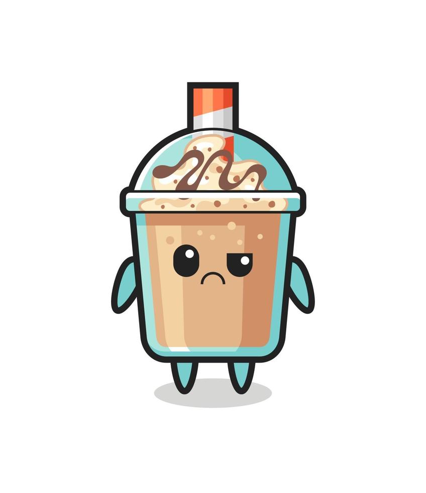 the mascot of the milkshake with sceptical face vector