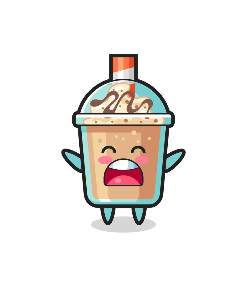 cute milkshake mascot with a yawn expression vector