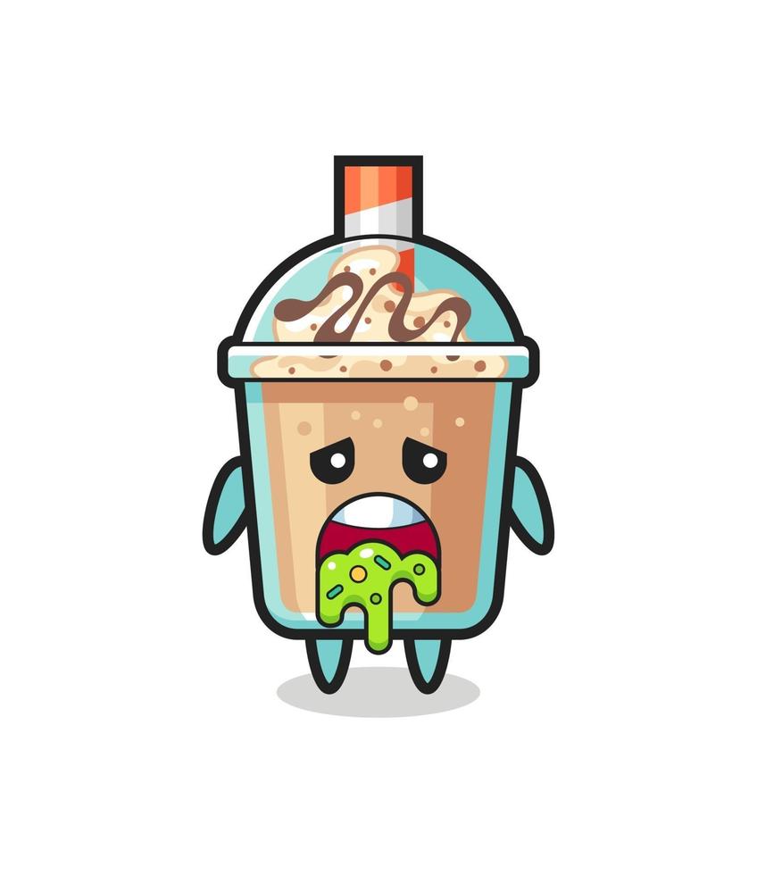 el lindo personaje de batido con vómito vector