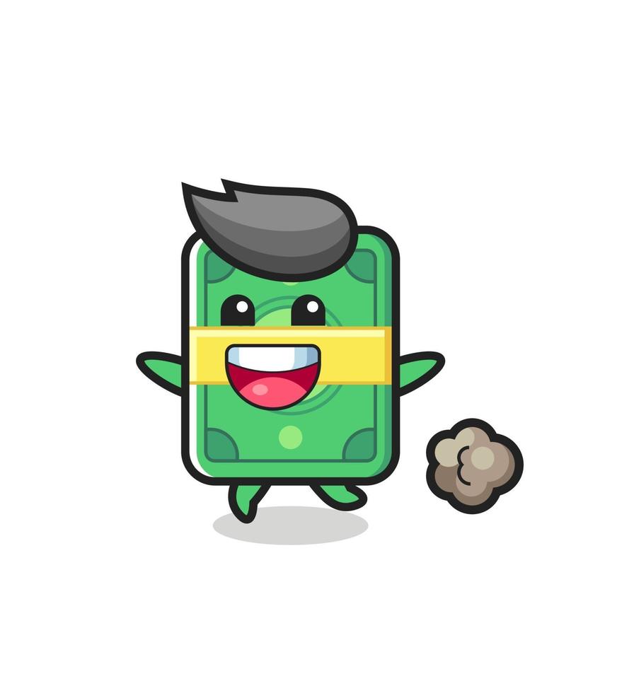 the happy money cartoon with running pose vector