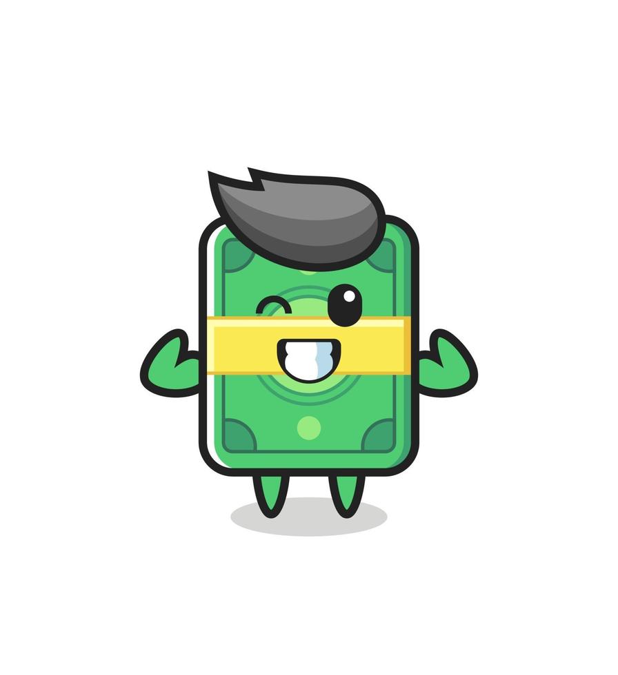 the muscular money character is posing showing his muscles vector