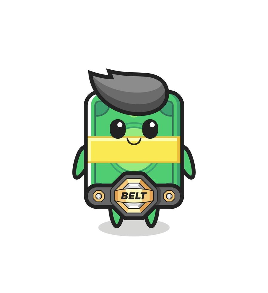 the MMA fighter money mascot with a belt vector