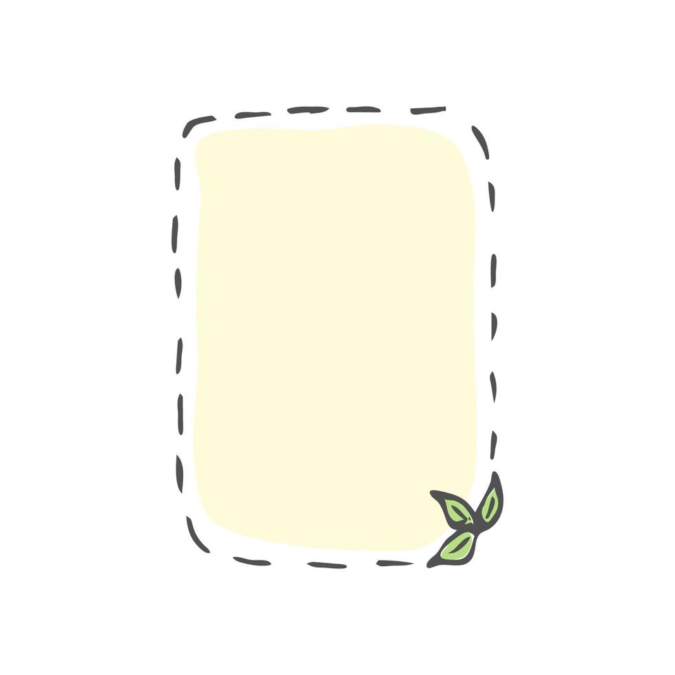 Vertical rectangle doodle frame with varied simple small leaves vector