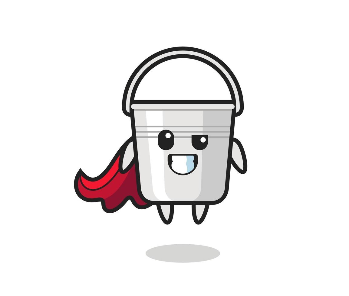 the cute metal bucket character as a flying superhero vector