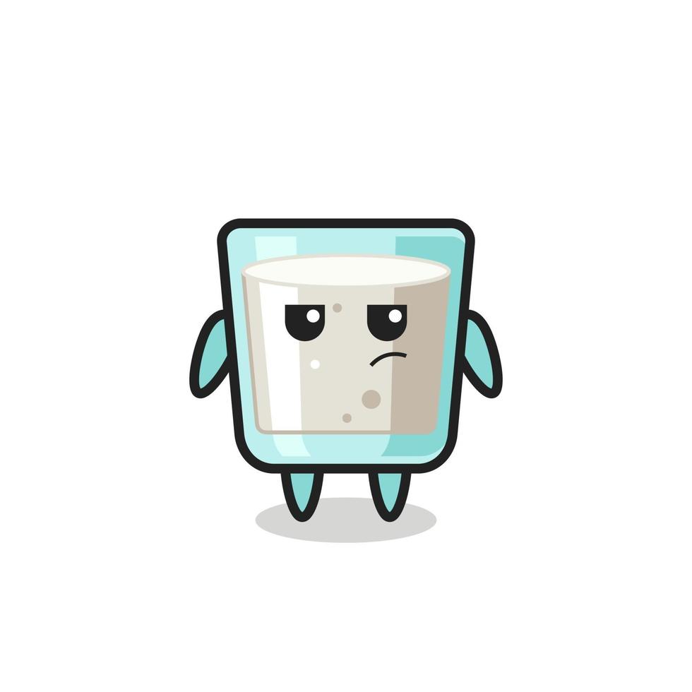 cute milk character with suspicious expression vector