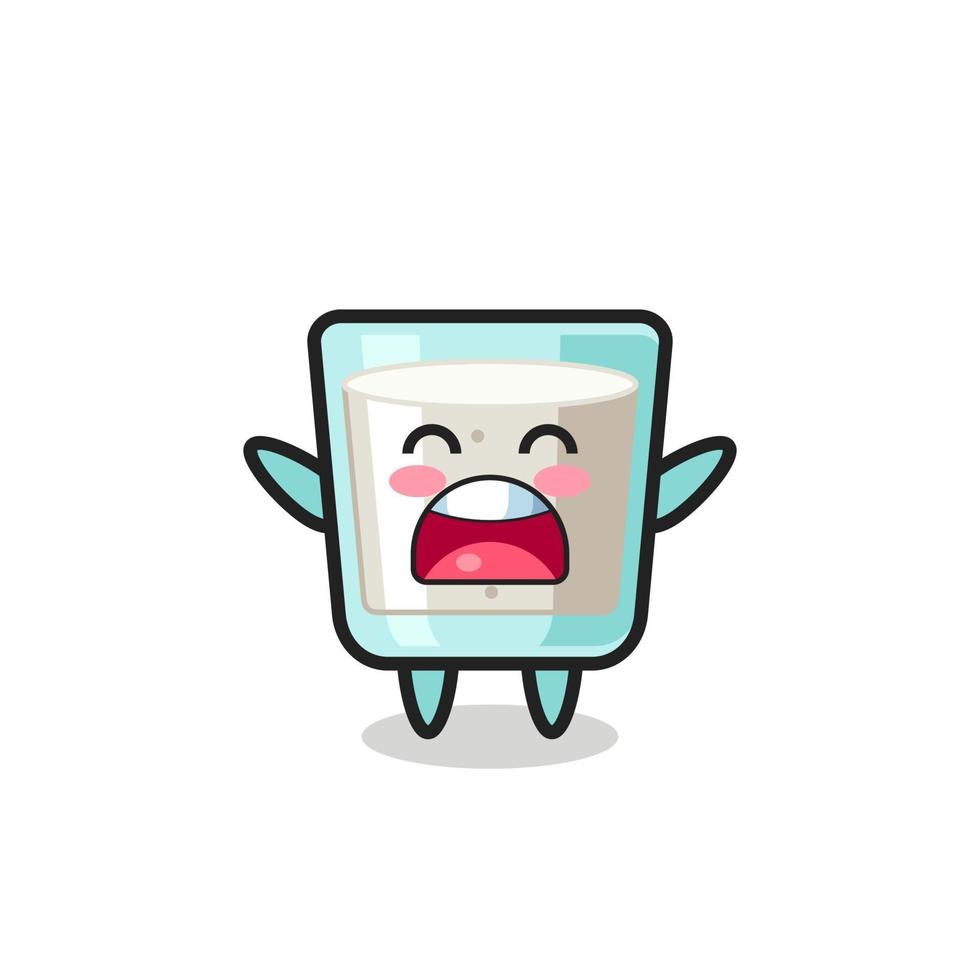 cute milk mascot with a yawn expression vector