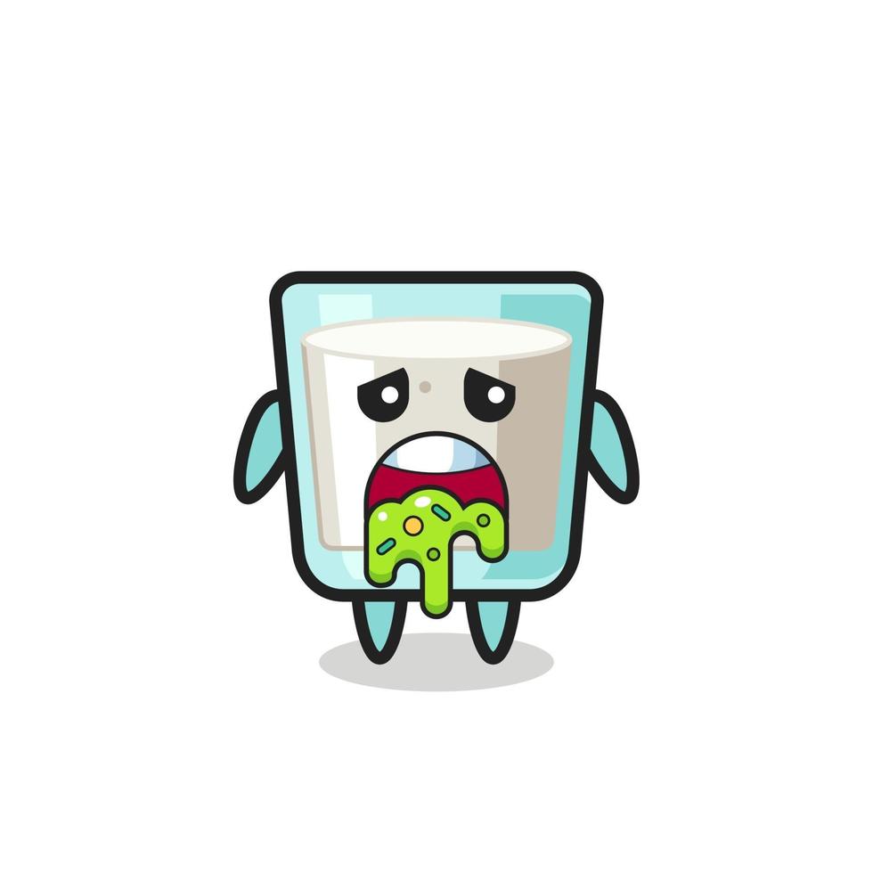the cute milk character with puke vector