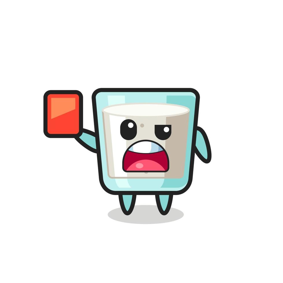 milk cute mascot as referee giving a red card vector