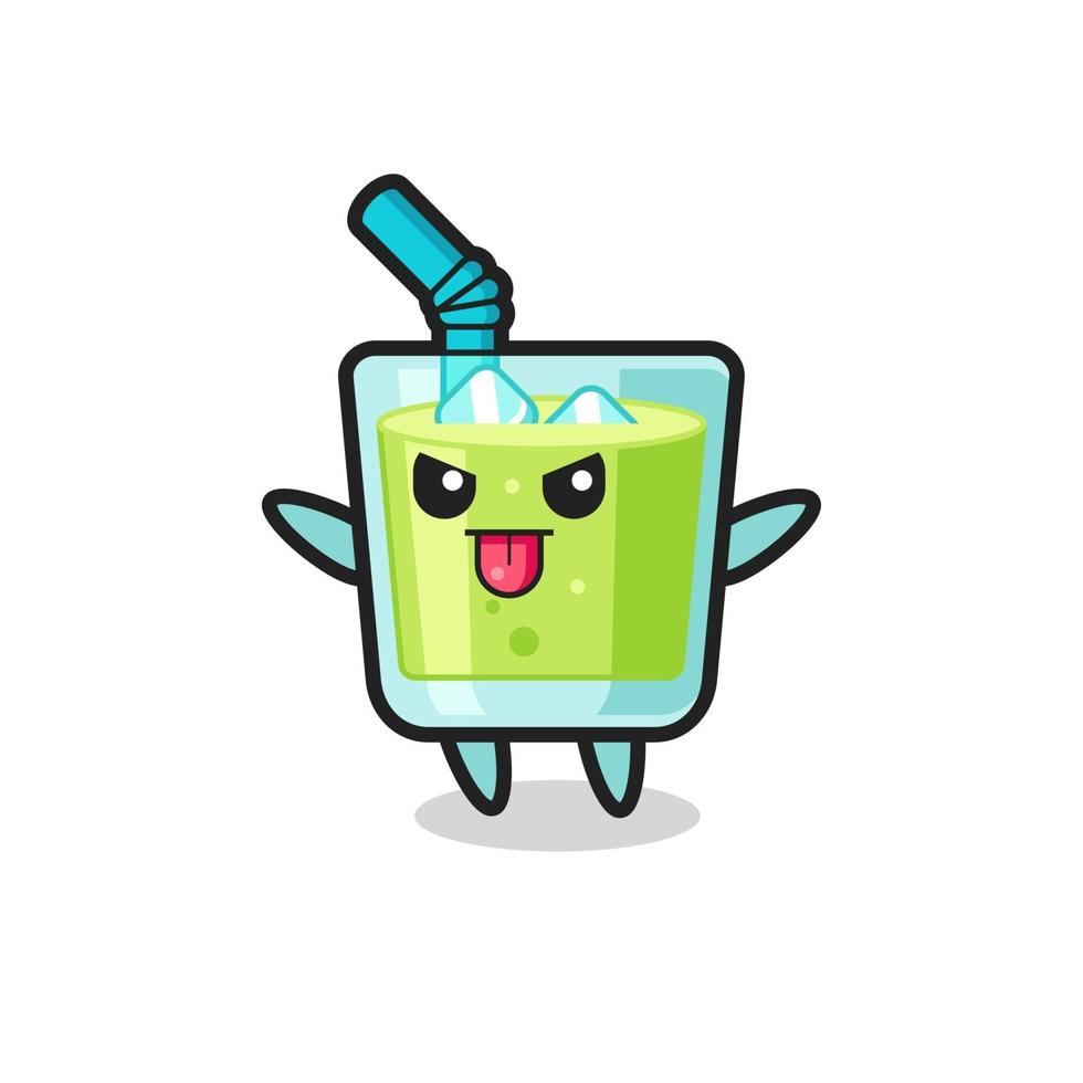 travieso personaje de jugo de melón en pose burlona vector