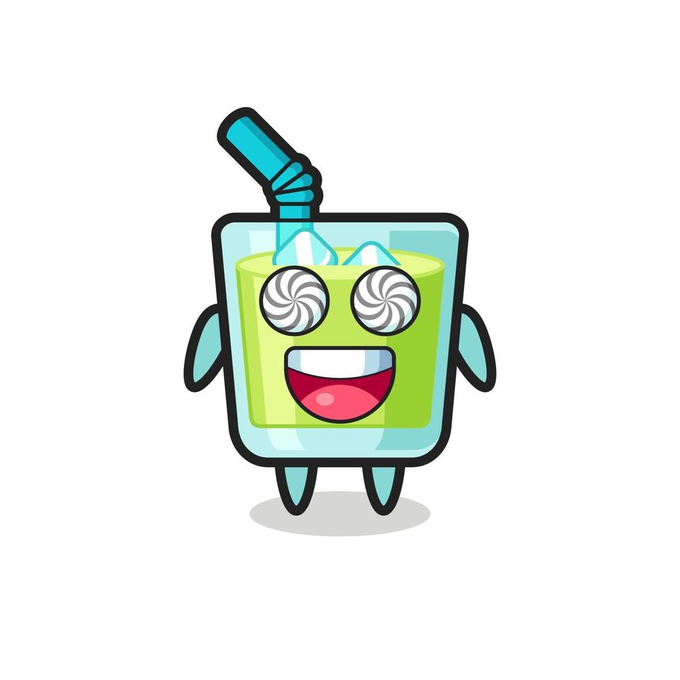 cute melon juice character with hypnotized eyes vector