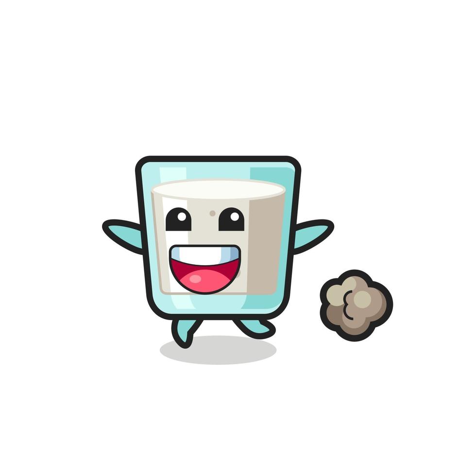 the happy milk cartoon with running pose vector