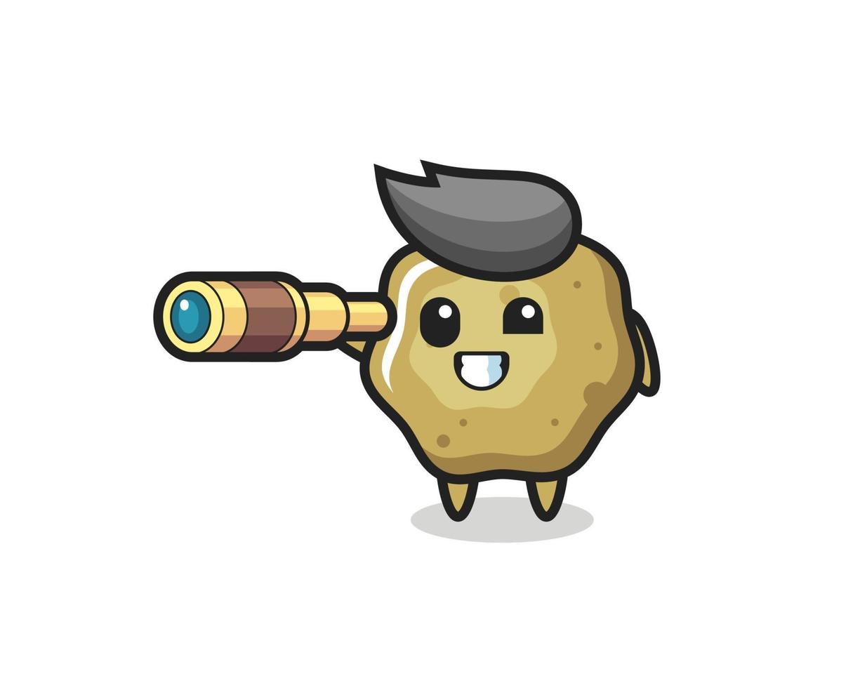 cute loose stools character is holding an old telescope vector