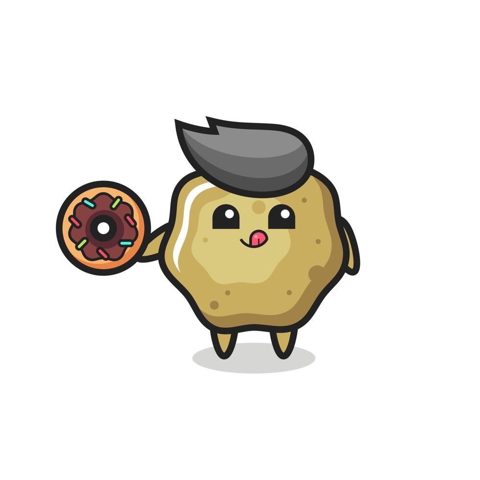 illustration of an loose stools character eating a doughnut vector