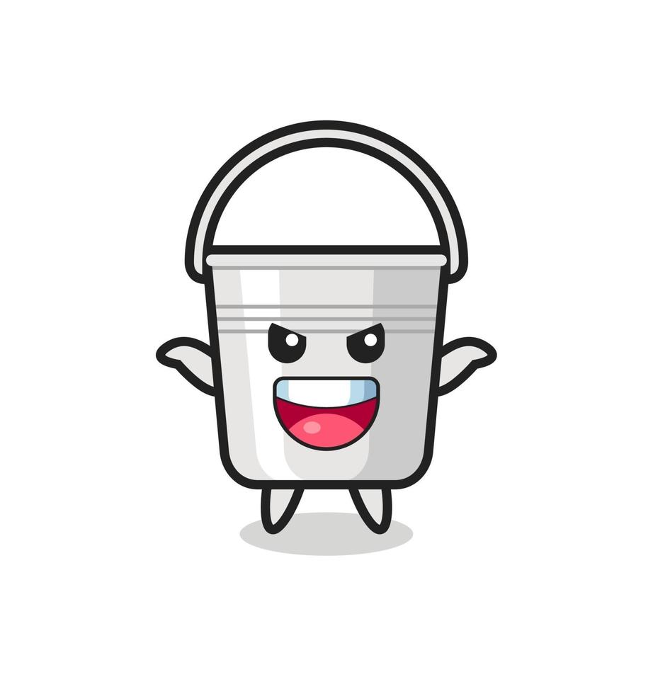 the illustration of cute metal bucket doing scare gesture vector