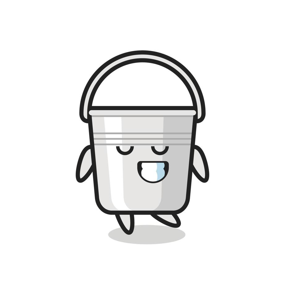 metal bucket cartoon illustration with a shy expression vector