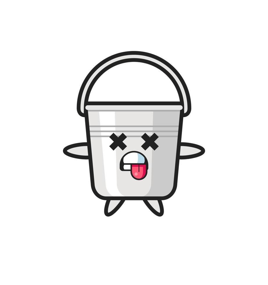 character of the cute metal bucket with dead pose vector