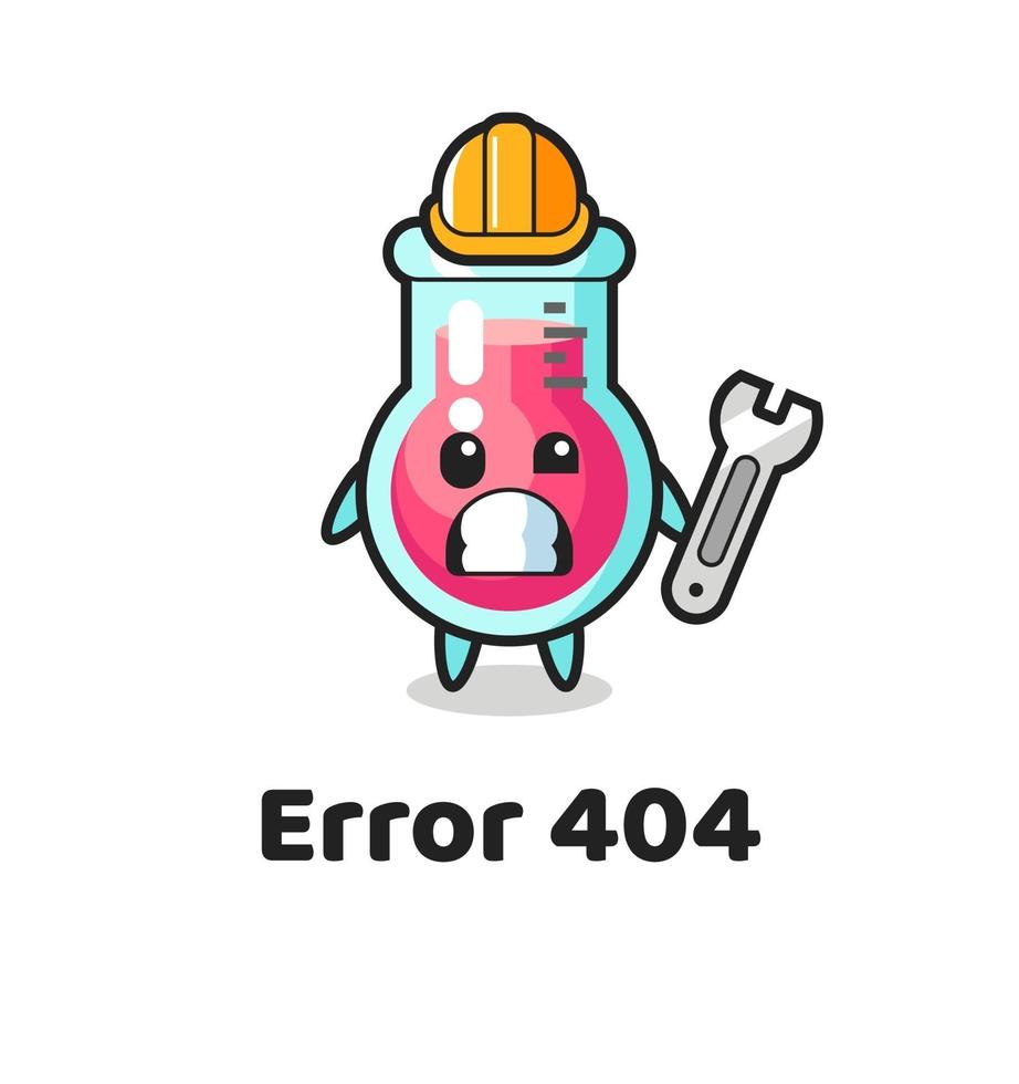 error 404 con la linda mascota del vaso de laboratorio vector