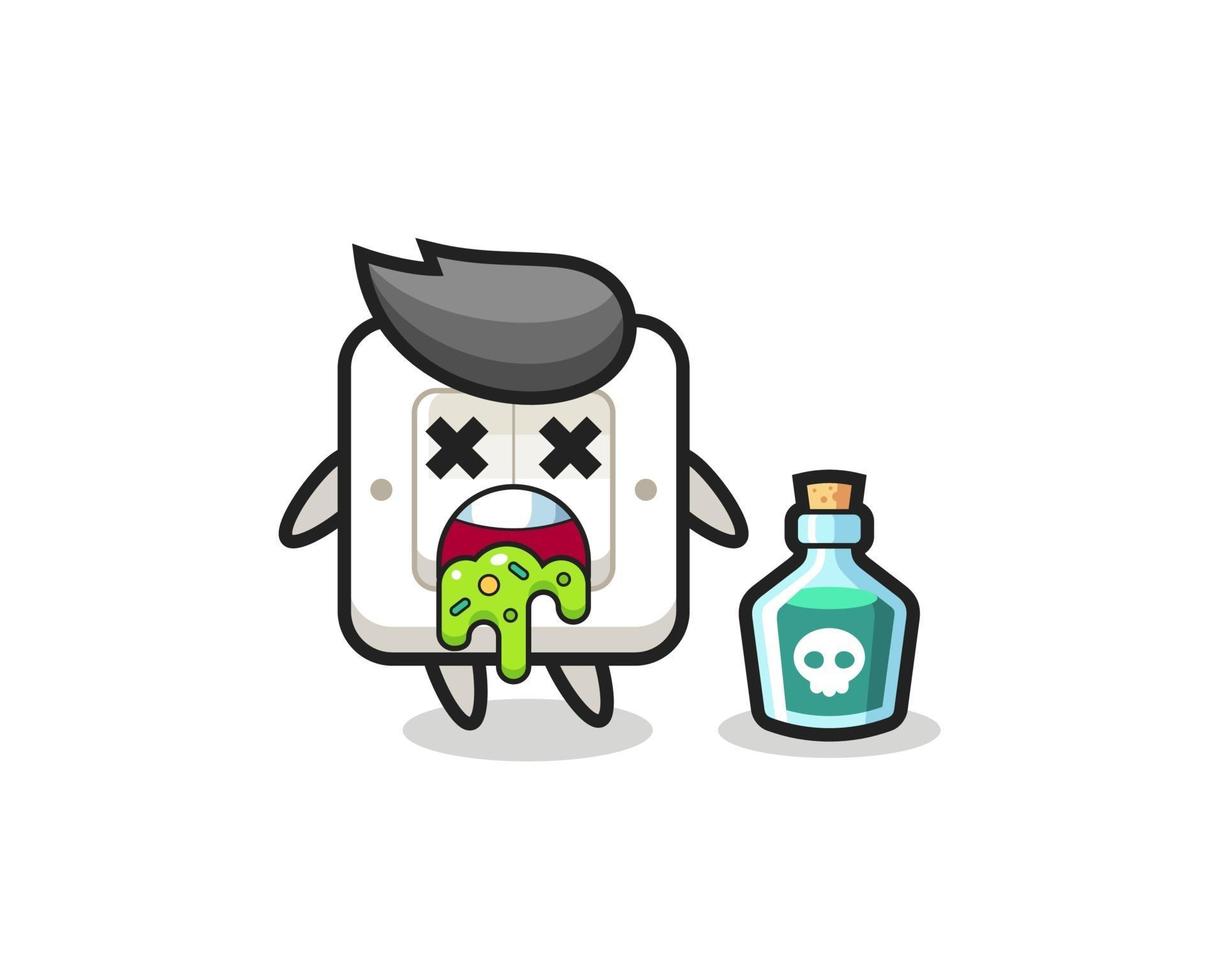 illustration of an light switch character vomiting due to poisoning vector