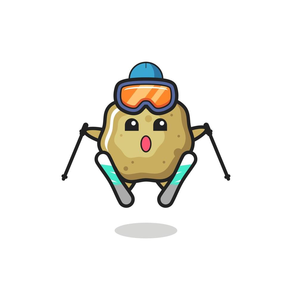 loose stools mascot character as a ski player vector
