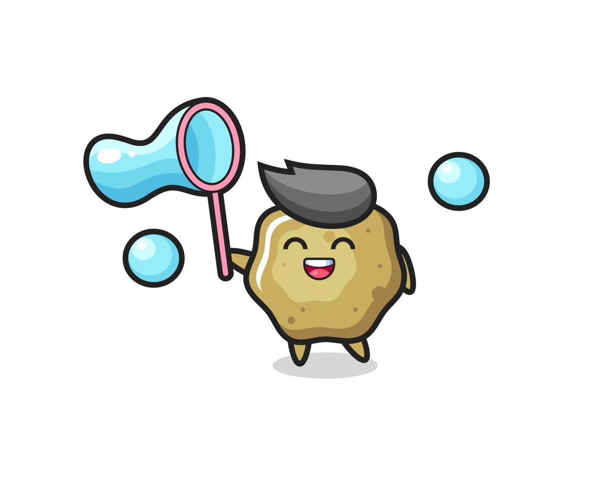 happy loose stools cartoon playing soap bubble vector