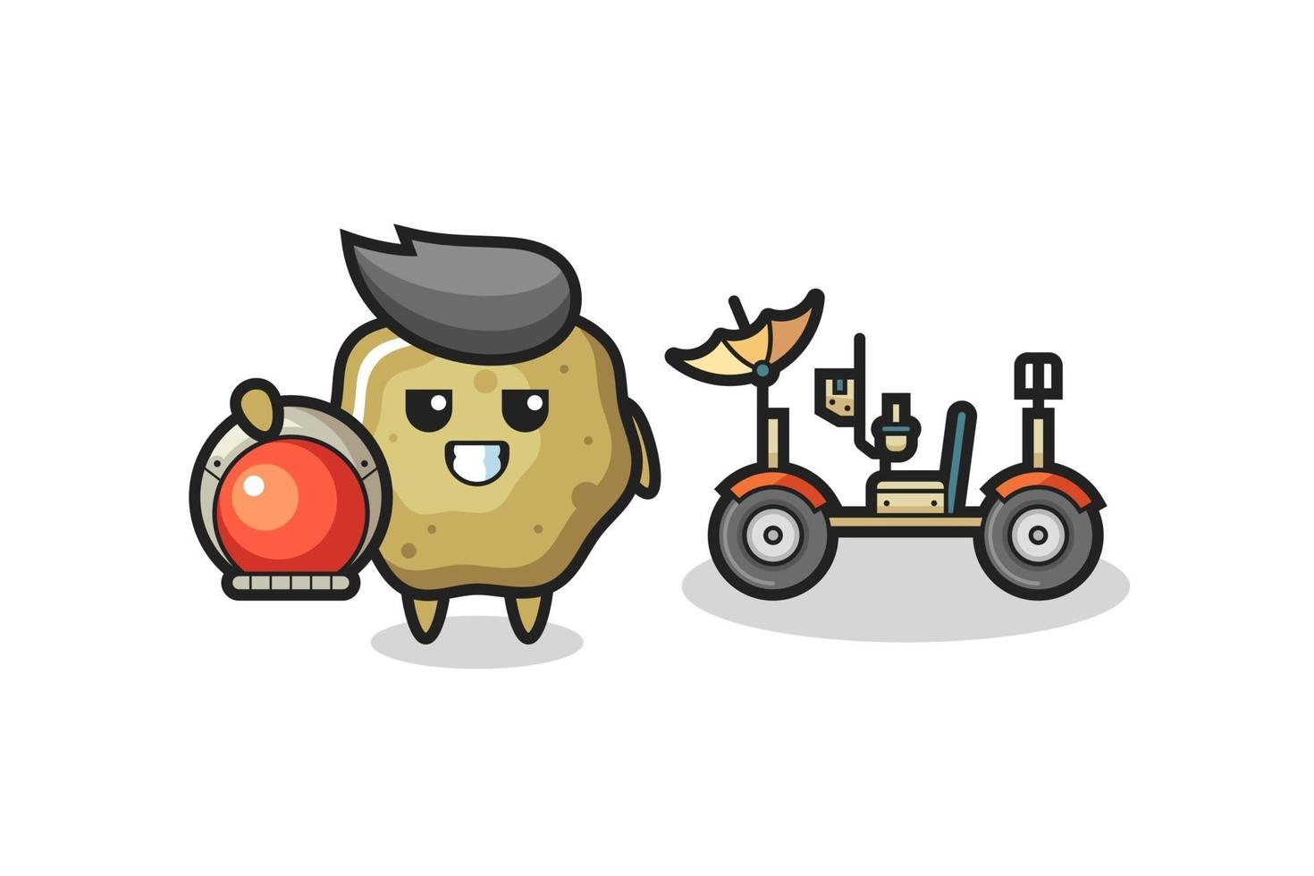 the cute loose stools as astronaut with a lunar rover vector