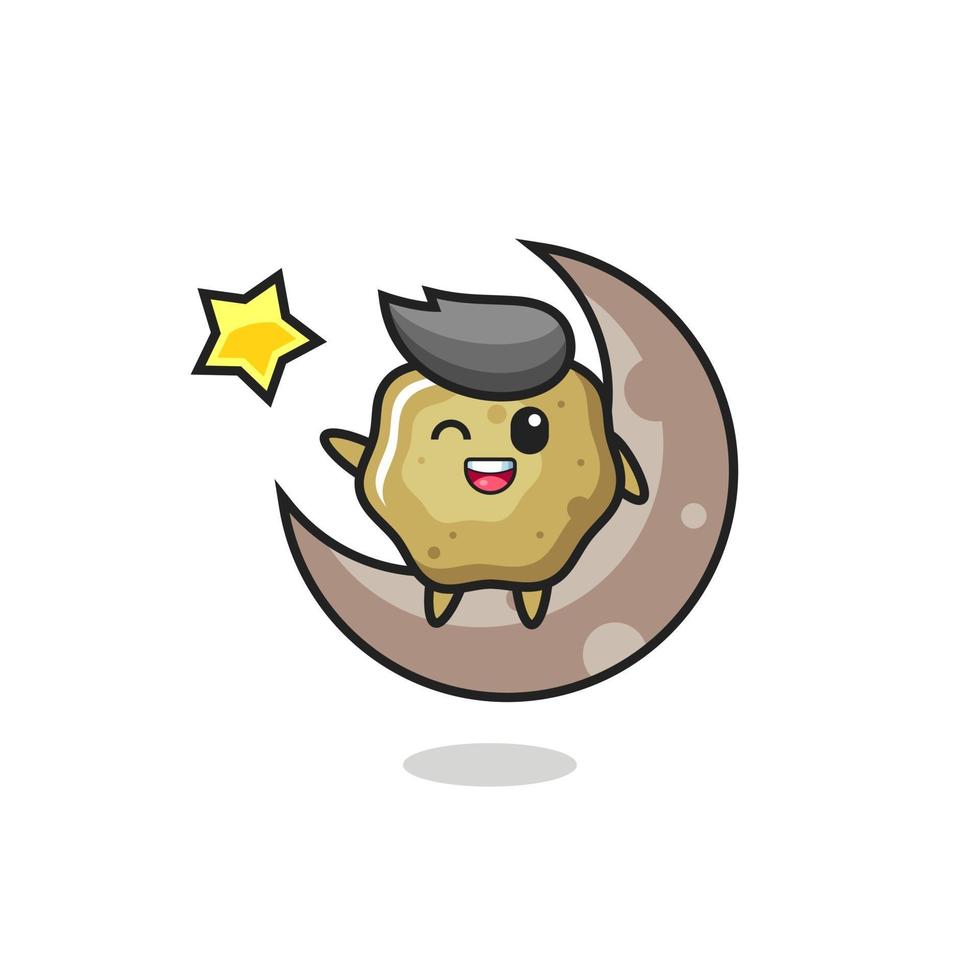 illustration of loose stools cartoon sitting on the half moon vector
