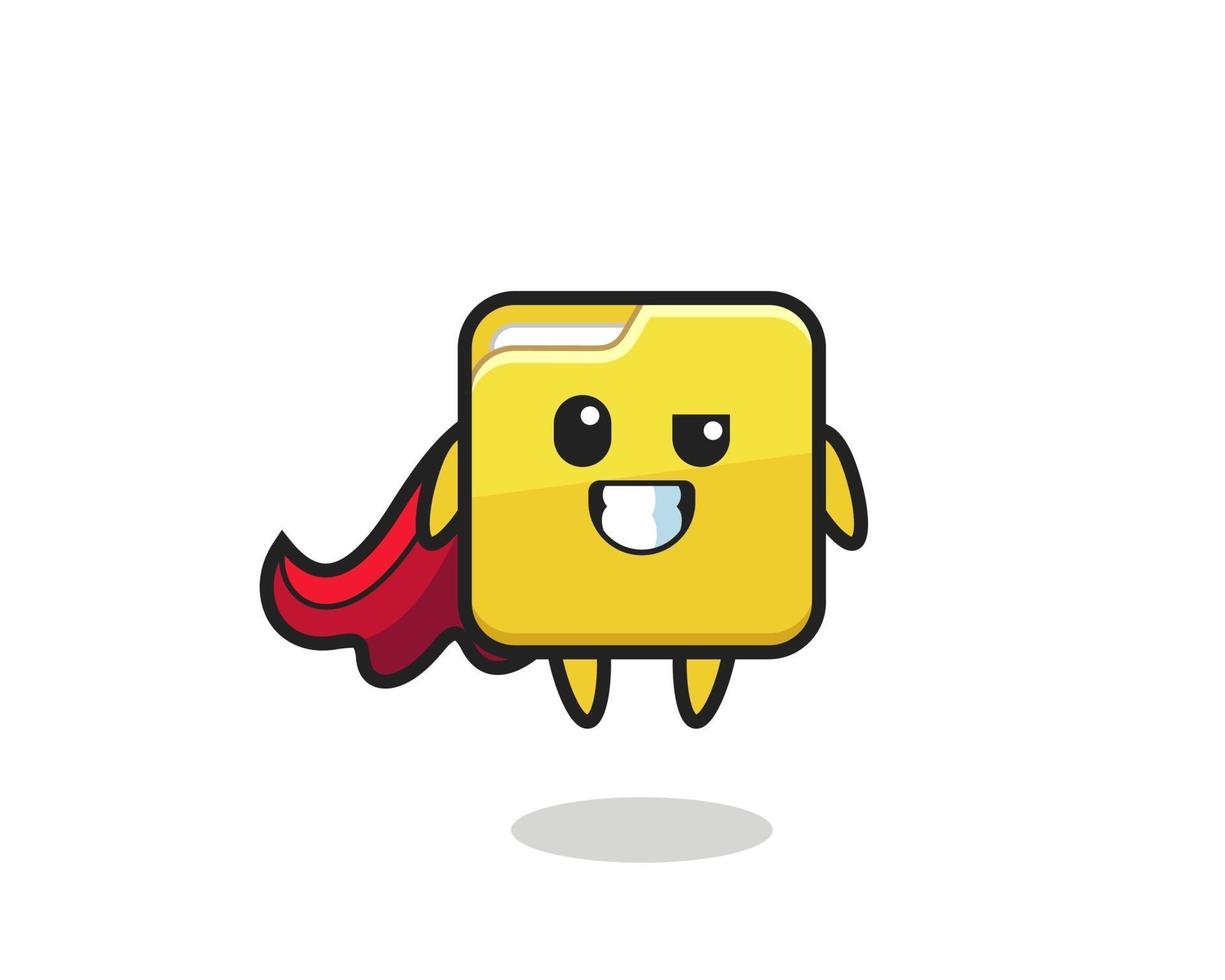 the cute folder character as a flying superhero vector